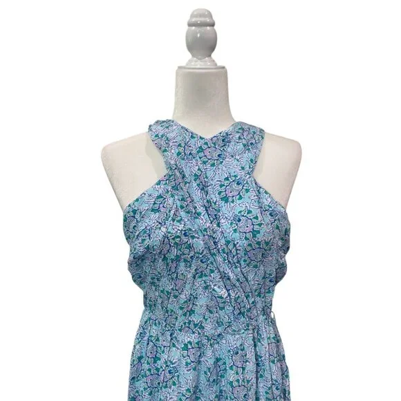 NWT Ann Taylor LOFT Petite Bloom Crossover Halter high Neck Dress 4P - Picture 5 of 8